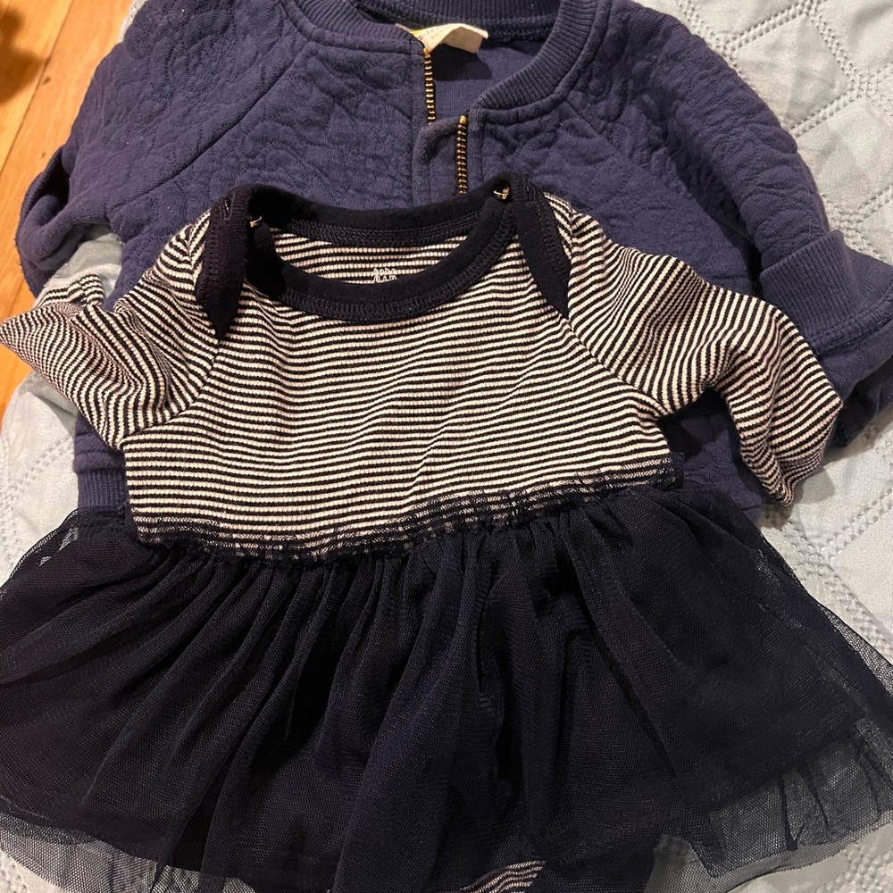 GAP Navy and White Striped Bodysuit with Tulle Skirt
